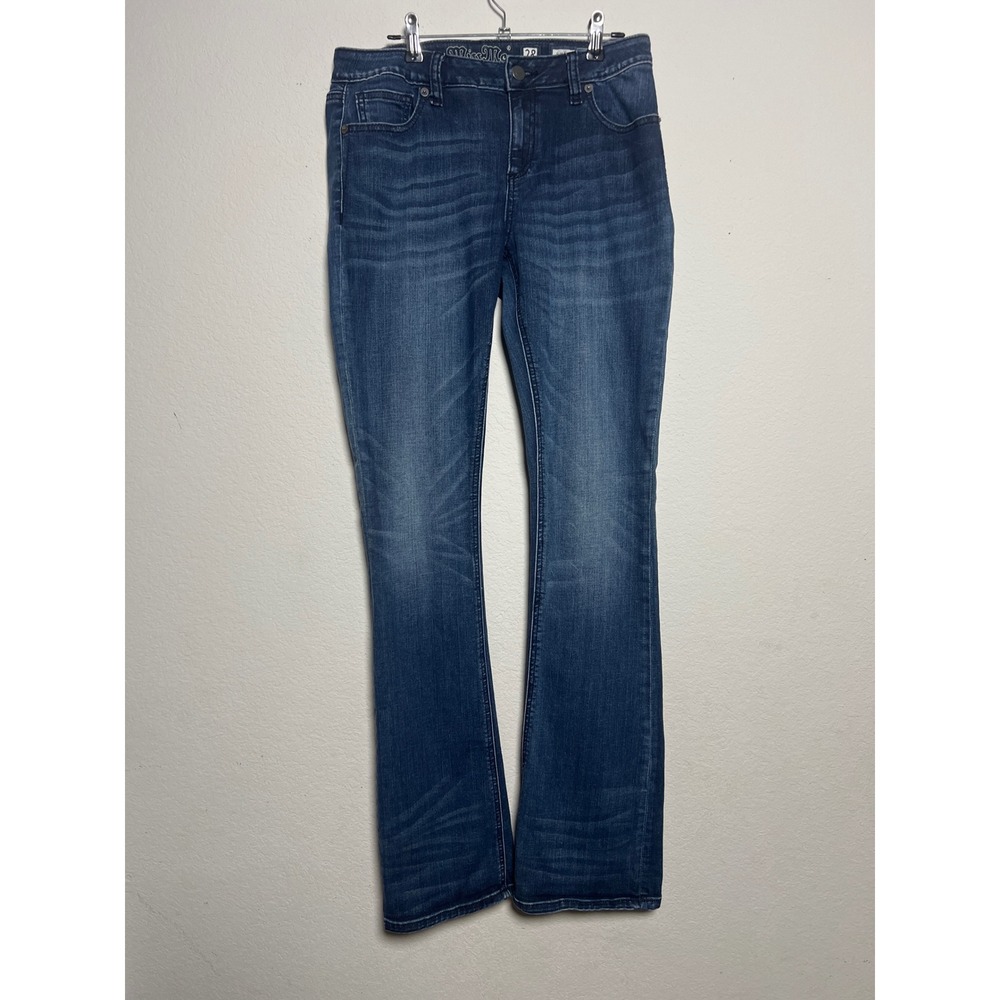 Miss Me Slim Boot Jeans 28 Dark Blue Womens Boho Embroidered Butterfly Floral